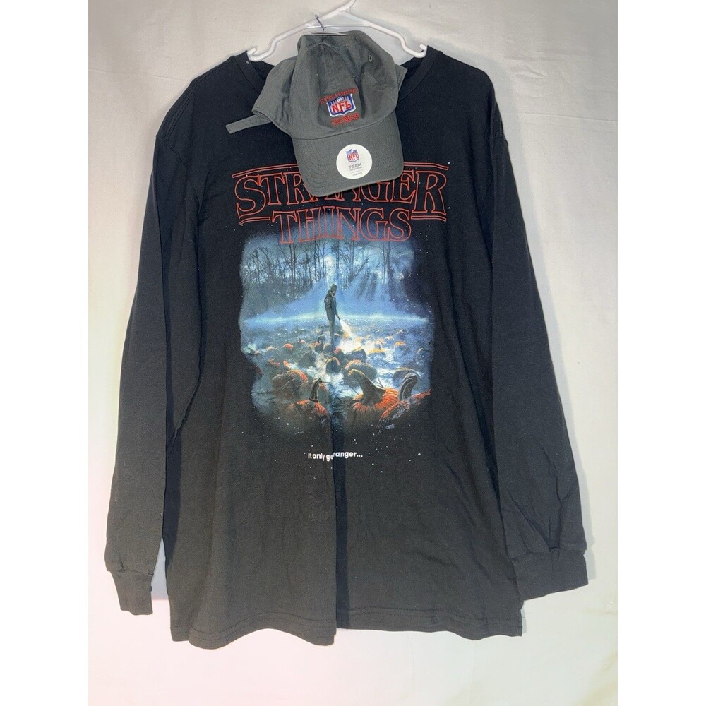 Stranger Things x NFL 2pc Set XL Long Sleeve Shirt + Hat Netflix Christmas